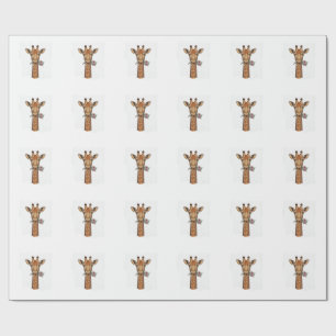 Vintage graviertes Giraffe Mit Blumen Shirt_1 Geschenkpapier