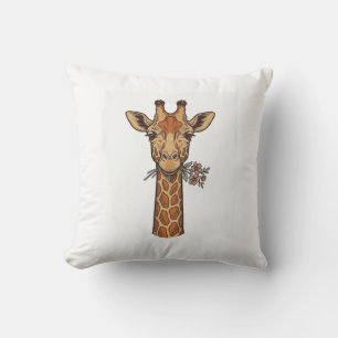 Vintage graviertes Giraffe Mit Blumen Shirt_1 Kissen