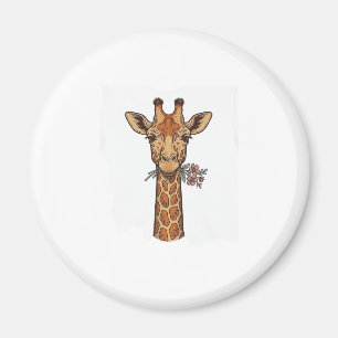 Vintage graviertes Giraffe Mit Blumen Shirt_1 Magnet