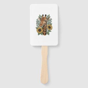 Vintage graviertes Giraffe Sonnenblume Blumenhemd_ Fächer