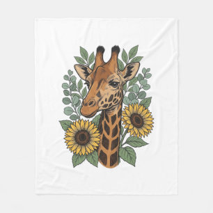 Vintage graviertes Giraffe Sonnenblume Blumenhemd_ Fleecedecke