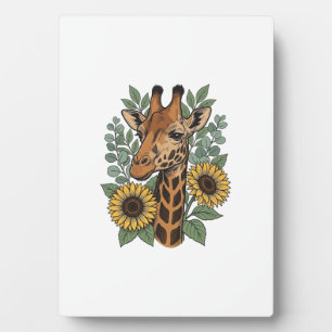 Vintage graviertes Giraffe Sonnenblume Blumenhemd_ Fotoplatte