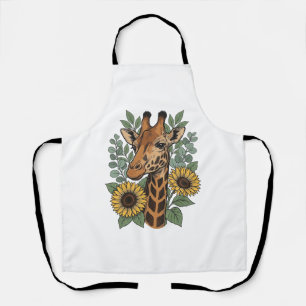 Vintage graviertes Giraffe Sonnenblume Blumenhemd_ Schürze
