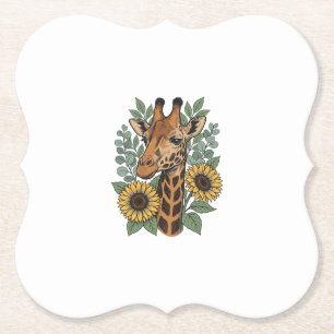 Vintage graviertes Giraffe Sonnenblume Blumenhemd_ Untersetzer