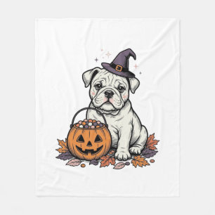 Vintage graviertes Halloween-Bulldoggen-Kürbis-Des Fleecedecke