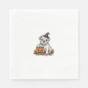 Vintage graviertes Halloween-Bulldoggen-Kürbis-Des Serviette