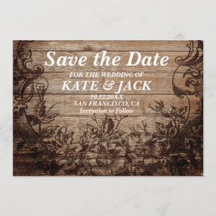 Vintage graviertes Holz Termin vormerken Save The Date