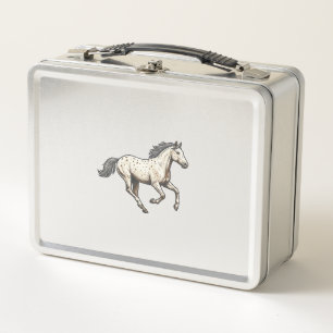 Vintage graviertes laufendes Appaloosa-Pferd Desig Metall Brotdose