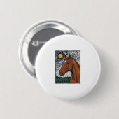 Vintage graviertes Pferd Sternennacht Kunstdesign Button (Vorne & Hinten)