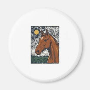 Vintage graviertes Pferd Sternennacht Kunstdesign Magnet
