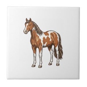 Vintage graviertes Pinto-Pferd Vektor Design_1 Fliese