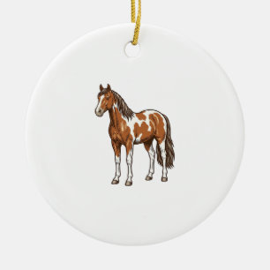 Vintage graviertes Pinto-Pferd Vektor-Design_1 Keramik Ornament