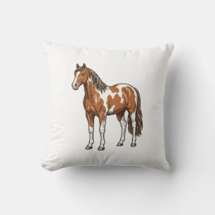 Vintage graviertes Pinto-Pferd Vektor Design_1 Kissen