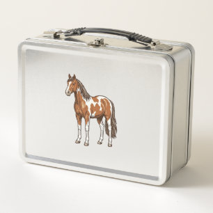 Vintage graviertes Pinto-Pferd Vektor-Design_1 Metall Brotdose