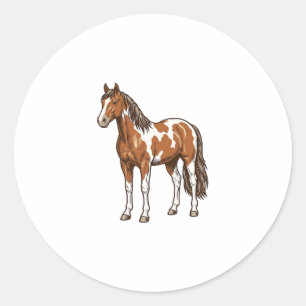 Vintage graviertes Pinto-Pferd Vektor Design_1 Runder Aufkleber