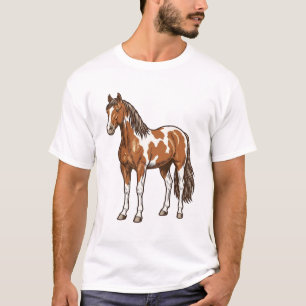 Vintage graviertes Pinto-Pferd Vektor-Design_1 T-Shirt
