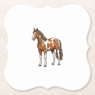 Vintage graviertes Pinto-Pferd Vektor-Design_1 Untersetzer