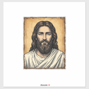 Vintage graviertes religiöses Porträt-Shirt-Design Aufkleber