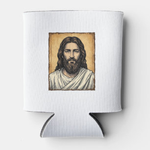 Vintage graviertes religiöses Porträt-Shirt-Design Dosenkühler