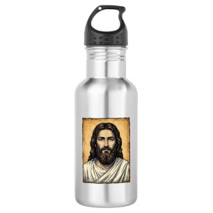 Vintage graviertes religiöses Porträt-Shirt-Design Edelstahlflasche