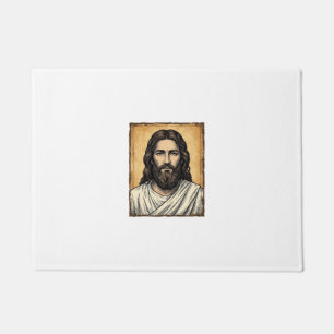 Vintage graviertes religiöses Porträt-Shirt-Design Fußmatte