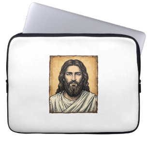 Vintage graviertes religiöses Porträt-Shirt-Design Laptopschutzhülle