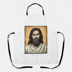 Vintage graviertes religiöses Porträt-Shirt-Design Schürze