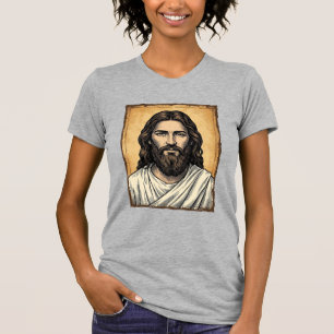 Vintage graviertes religiöses Porträt-Shirt-Design T-Shirt