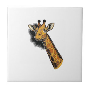 Vintage graviertes süßes Giraffen-Shirt-Design_1 Fliese