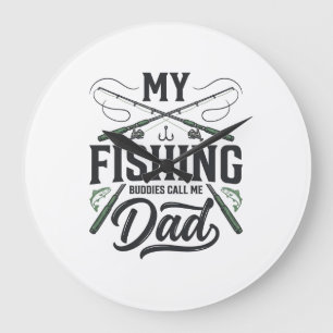 Vintage graviertes T-Shirt-Design für Angler-Väter Große Wanduhr
