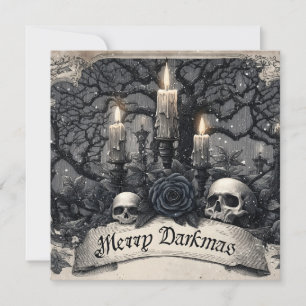 Vintage Gravur einer gotischen Weihnachtslandschaf Feiertagskarte
