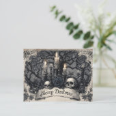 Vintage Gravur einer gotischen Weihnachtslandschaf Postkarte (Stehend Vorderseite)