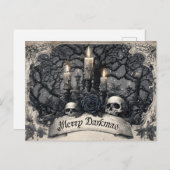 Vintage Gravur einer gotischen Weihnachtslandschaf Postkarte (Vorne/Hinten)