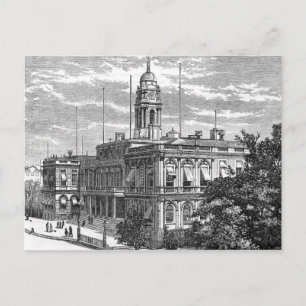 Vintage Gravur New Yorks Rathaus 1872 Postkarte