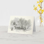 Vintage Gravur von Gezeichnet Schlittenfahrten Karte (Gelbe Blume)