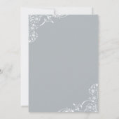 Vintage Gray Scrolls Hochzeit und Abendessen Probe Einladung (Rückseite)