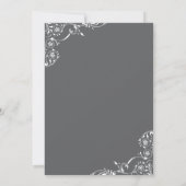 Vintage Gray Scrolls Hochzeit und Abendessen Probe Einladung (Rückseite)