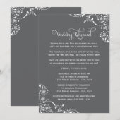 Vintage Gray Scrolls Hochzeit und Abendessen Probe Einladung (Vorne/Hinten)
