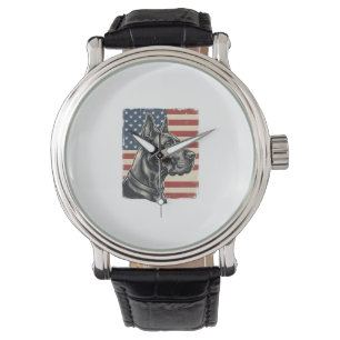 Vintage Great Dane patriotische Flagge Vektor Desi Armbanduhr