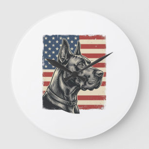 Vintage Great Dane patriotische Flagge Vektordesig Große Wanduhr