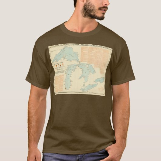 Vintage Great Lakes Shipwrecks Map 1894 T-Shirt (Vorderseite)