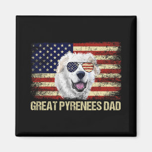 Vintage Great Pyrenees Vater Amerikanische Flagge Magnet