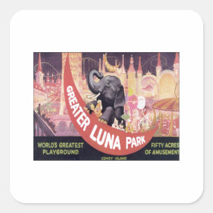 Vintage Greater Luna Park Quadratischer Aufkleber