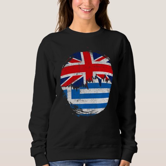 Vintage Greeks British Flag Roots Greece Distresse Sweatshirt (Vorderseite)