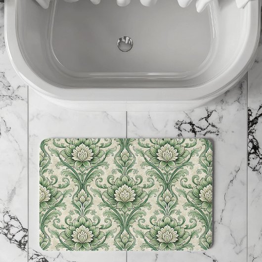 Vintage green botanical pattern badematte