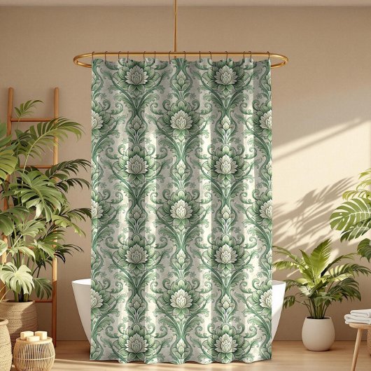 Vintage green botanical pattern duschvorhang