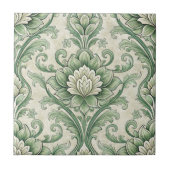 Vintage green botanical pattern fliese (Vorderseite)