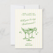 Vintage Green Bridesmaid-Vorschlagskarte Einladung (Vorderseite)