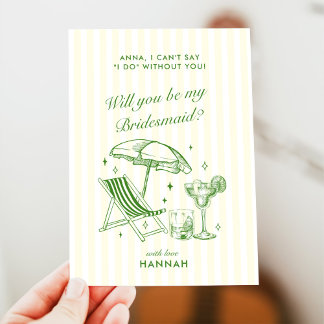 Vintage Green Bridesmaid-Vorschlagskarte Einladung