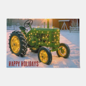 Vintage Green Christmas Farm Tractor Fußmatte (Vorderseite)